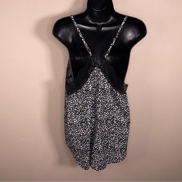 LARGE LEOPARD PRINT TANK TOP LACE TRIM WHITE GREEN BROWN SLEEVELESS - Picture 3 of 9